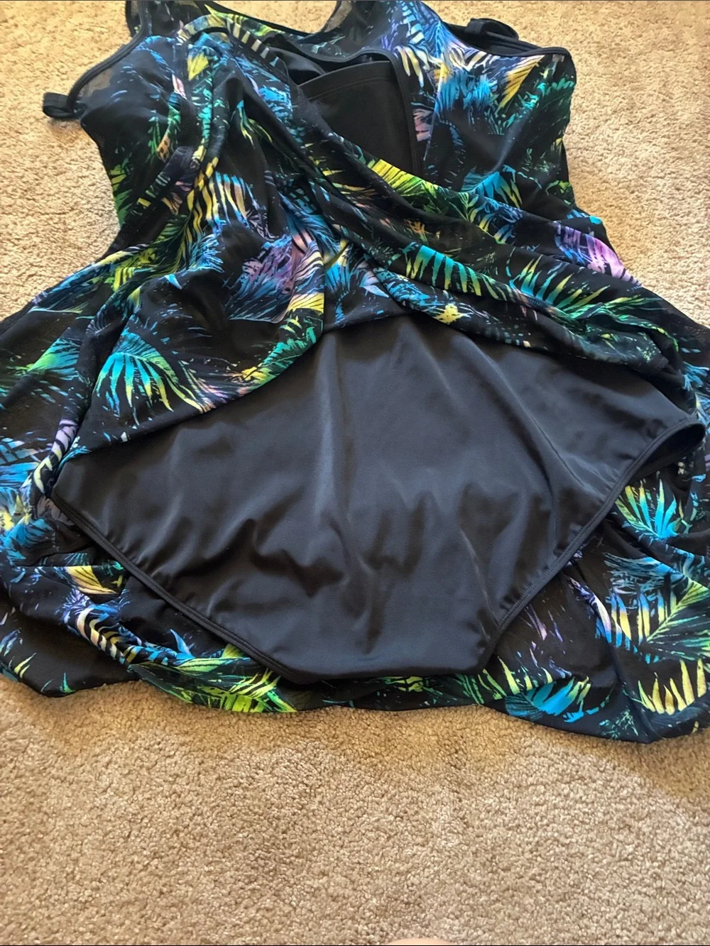Torrid Swim Dress Hawaiian Palms Mesh Overlay Swimsuit Size 3 D/DD NWOT